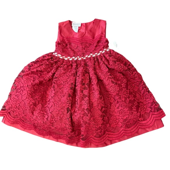 Blueberi Boulevard Lace Dress, Red, Bow, Empire Waist. Sequin embellished, NWT - Picture 2 of 6
